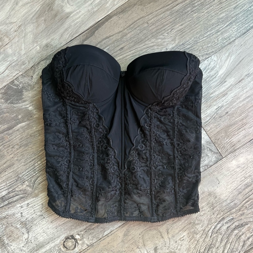 Felina Black Strapless Bra with Lace Detail